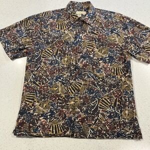 The Territory Ahead Mens L Abstract Geometric Cotton Short Sleeve Button‎ Down